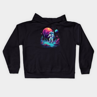 astronaut exploring galaxy Kids Hoodie